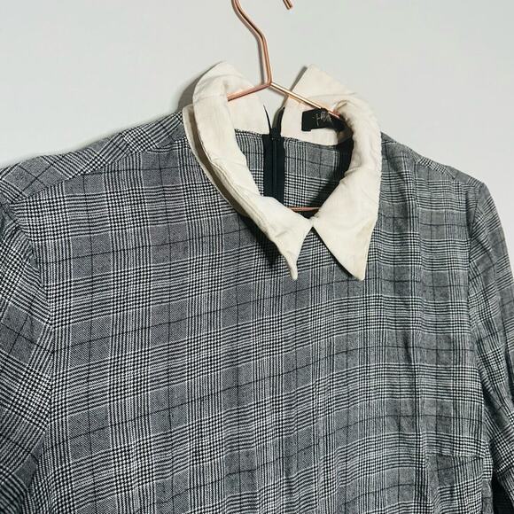 PETERSYN Womens Grey Plaid Collared Long Sleeve Ruffle Mini Dress Size XL - Picture 8 of 14